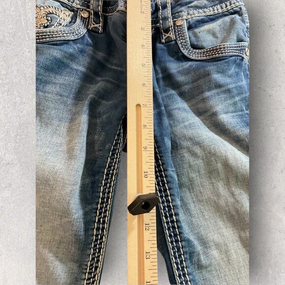 Rock Revival Daly Alt Women’s 26 Straight Leg Distressed Bling Denim Jeans - Picture 4 of 14